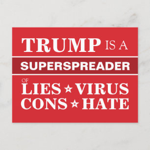 Anti-Trump 2020 Superspreader Lies Cons Hate Postcard