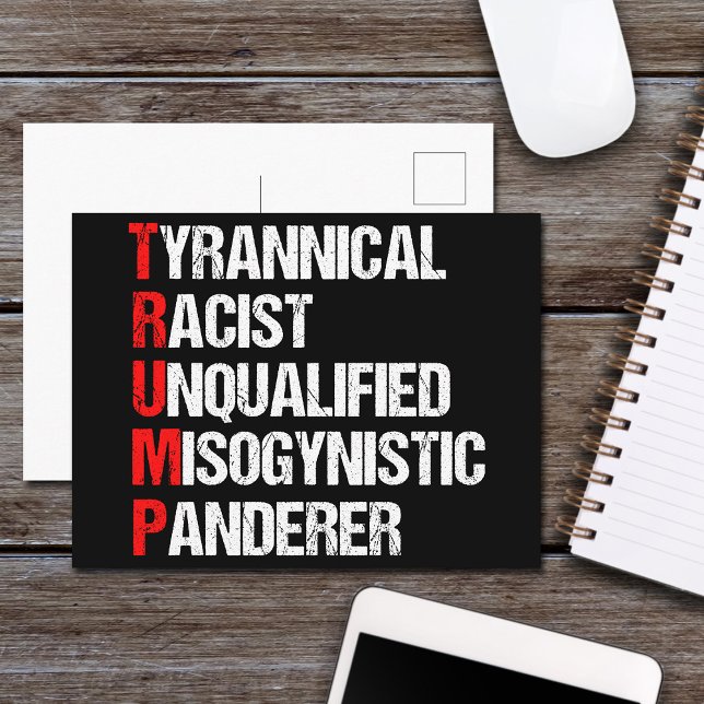Anti Trump Acronym Political Humour Postcard (Creator Uploaded)