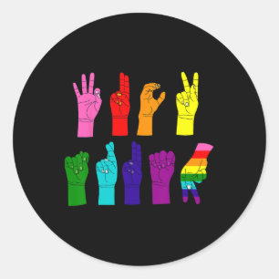 Anti-trump Asl Sign Language Lgbtq+ Protest Classic Round Sticker
