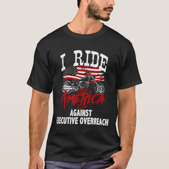 Anti Trump Biker Resist Against Executive Overreac T-Shirt (Front)