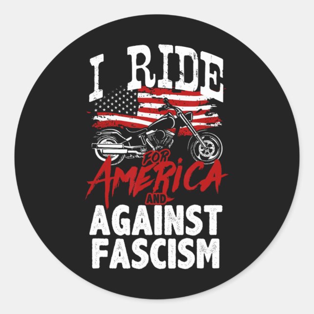 Anti Trump Biker Resist Against Fascism Protest  Classic Round Sticker (Front)