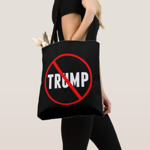 Anti Trump Bold Red Strikethrough Black Tote Bag