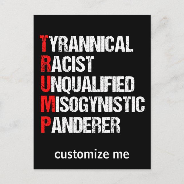 Anti Trump Funny Acronym Postcard (Front)
