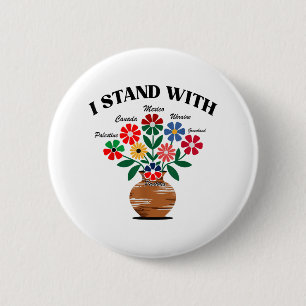 Anti Trump I Stand With Canada Mexico Greenland Uk 6 Cm Round Badge