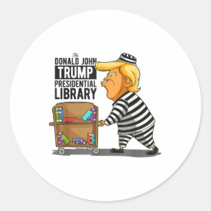 Anti-trump Library Funny Grey _ Clic Fit, Crew Nec Classic Round Sticker