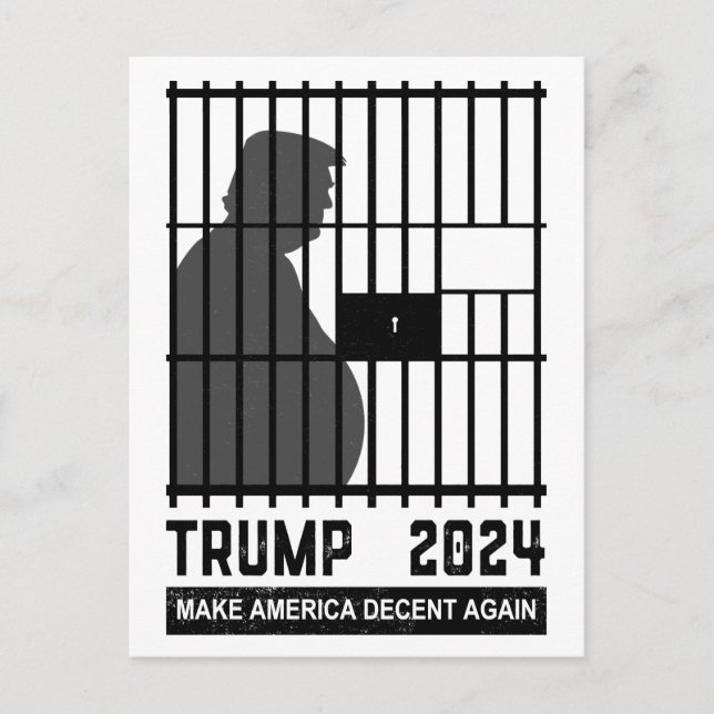 Anti Trump Lock Him Up Make America Decent Again Holiday Postcard (Front)