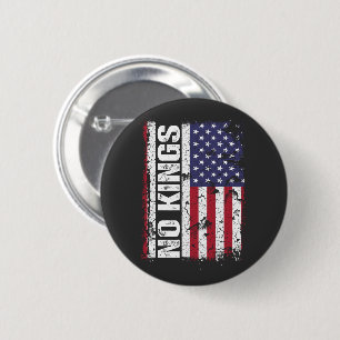 Anti Trump No Kings USA Flag Protest Quote 6 Cm Round Badge