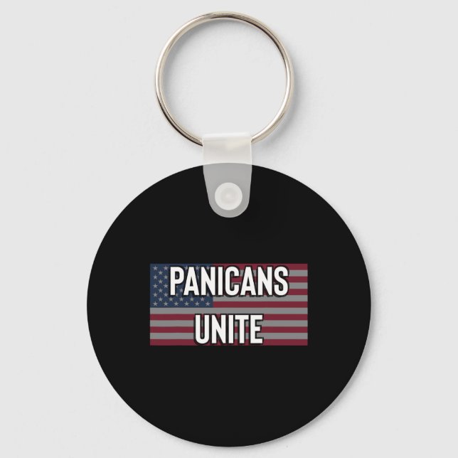Anti Trump Panic Tariff Democrat Panic Unite Prote Key Ring (Front)