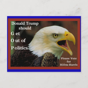 Anti Trump, Pro Biden Angry American Bald Eagle Postcard