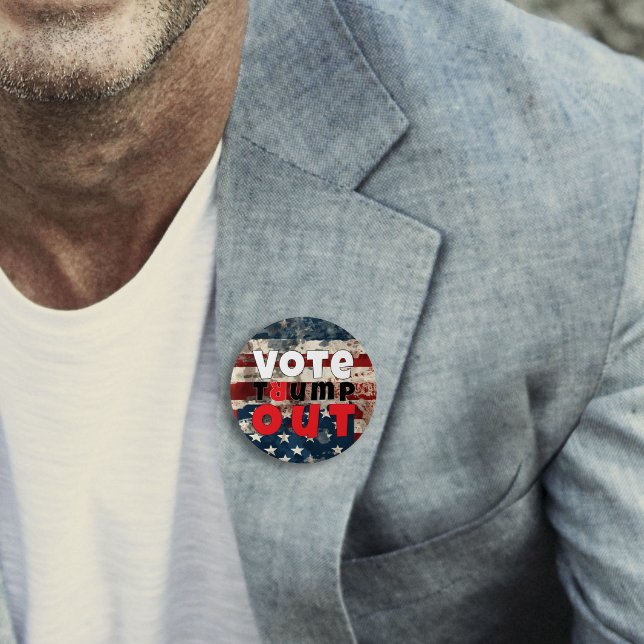 Anti trump protest slogan flag 7.5 cm round badge (Creator Uploaded)