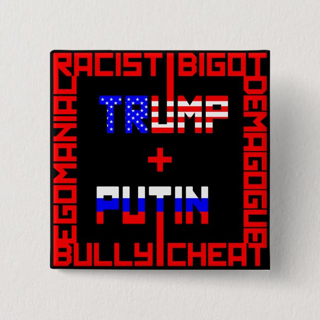 Anti Trump+Putin 15 Cm Square Badge (Front)