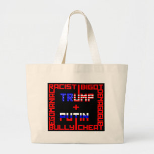 Anti Trump+Putin Large Tote Bag