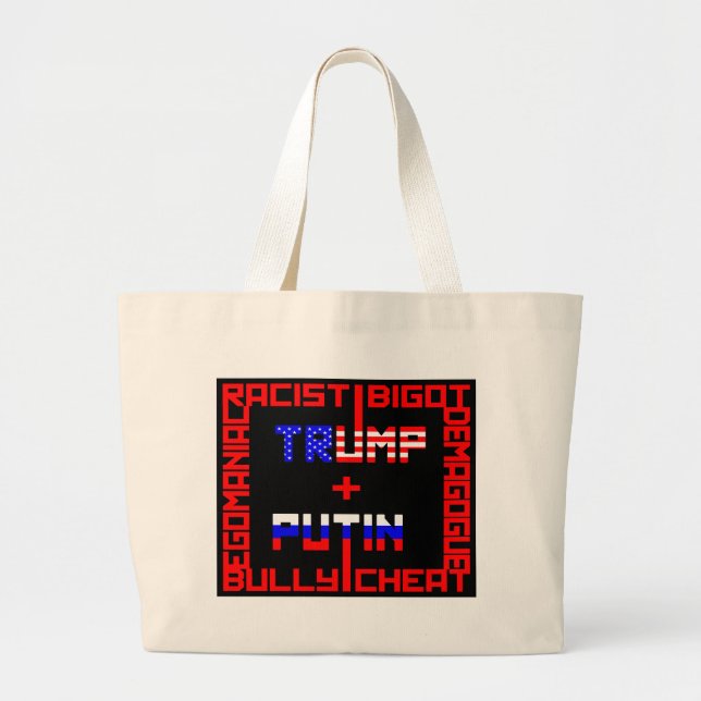 Anti Trump+Putin Large Tote Bag (Front)