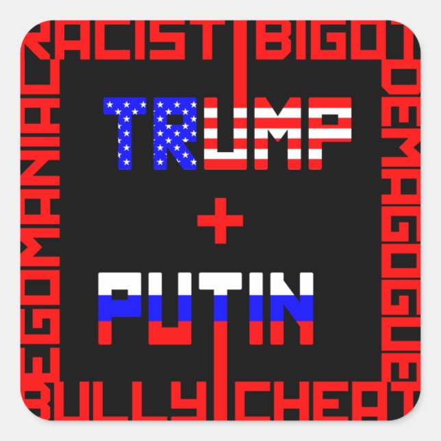 Anti Trump+Putin Square Sticker (Front)