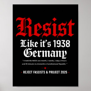 Anti-trump Resist It's Like 1938 Germany Activist  Poster