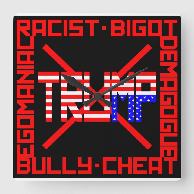 Anti Trump Square Wall Clock (Front)