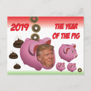 Anti Trump, - The year of the pig - 2019, Postcard
