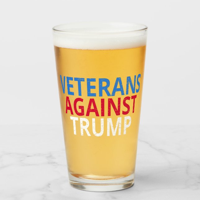 Anti-Trump - Veterans Against Trump Glass (Front Filled)