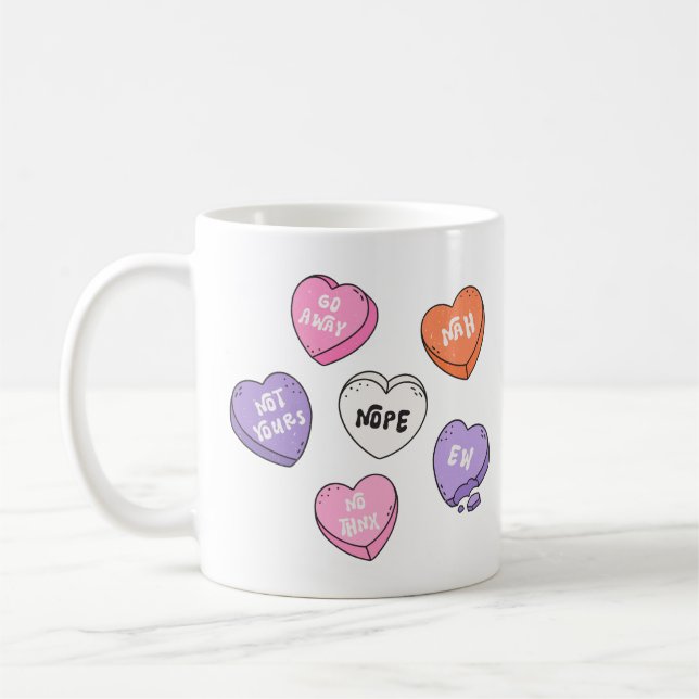 Anti-Valentine Heart Candy Coffee Mug (Left)