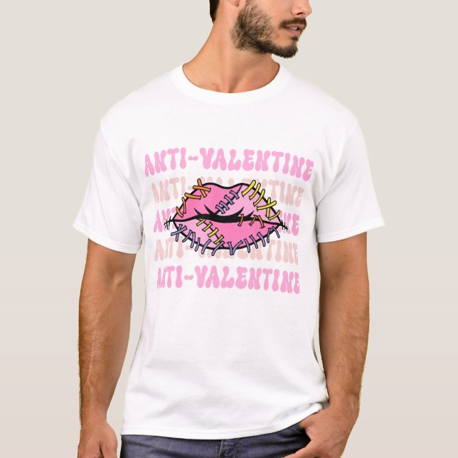 Anti Valentine Pink Lips T-Shirt (Front)