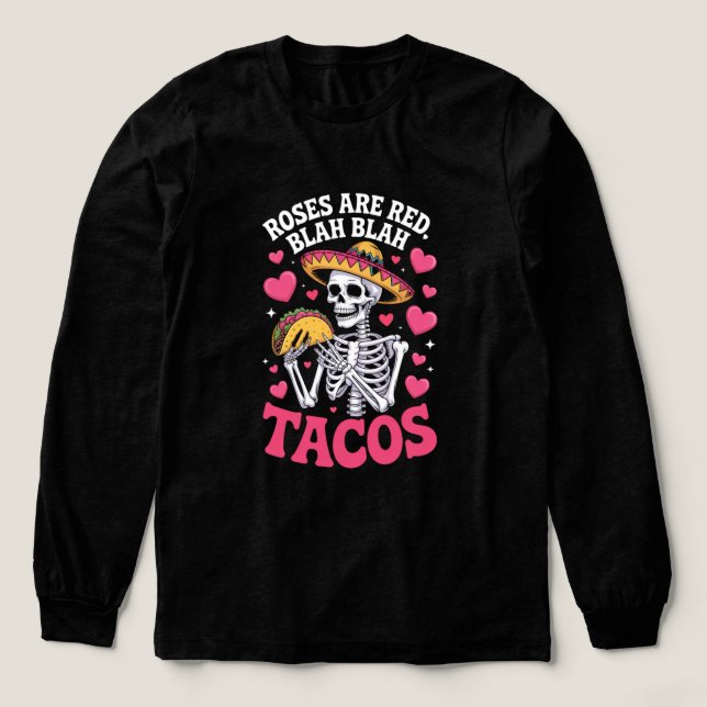 Anti Valentine Roses Are Red Tacos Skeptic Humor Tri-Blend Shirt (Design Front)