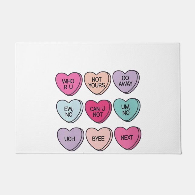 Anti Valentine’s Day Funny Single Awareness  Doormat (Front)