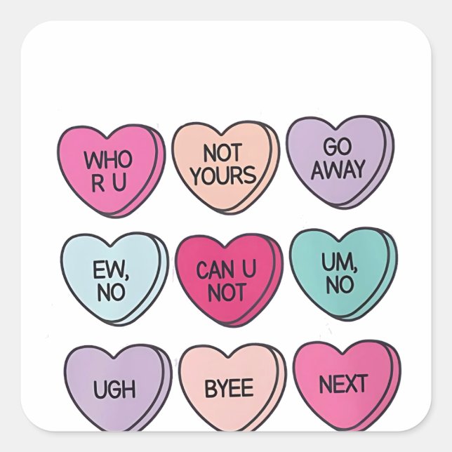 Anti Valentine’s Day Funny Single Awareness  Square Sticker (Front)