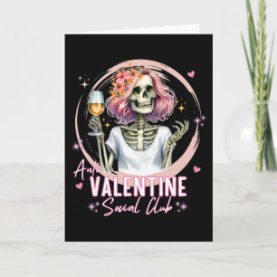 Anti Valentine Social Club Funny Skeleton Matching Card