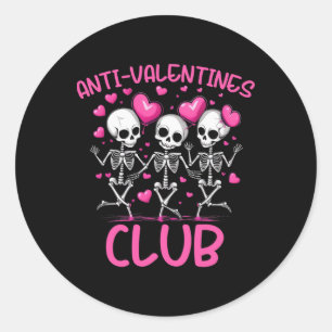 Anti-valentines Club Funny Skeletons Dancing Classic Round Sticker