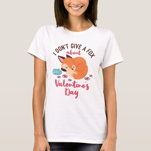 Anti Valentine's Day Fox Funny Single T-Shirt (Front)