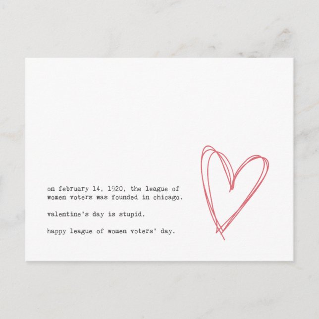 Anti Valentine's Day Holiday Postcard (Front)