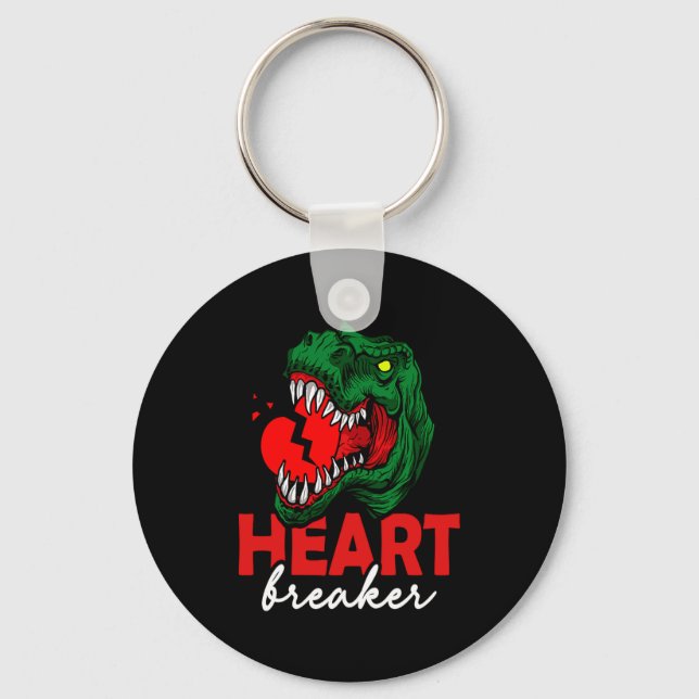 Anti Valentines Day Single Heart Breaker T Rex Di  Key Ring (Front)