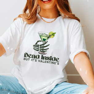 Anti Valentine's Day Skeleton hand Dead Inside  T-Shirt