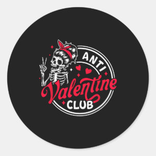 Anti valentines day skeleton heart funny valentine classic round sticker