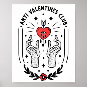 Anti Valentines Day Tattoo Raglan Baseball Tee_1 Poster