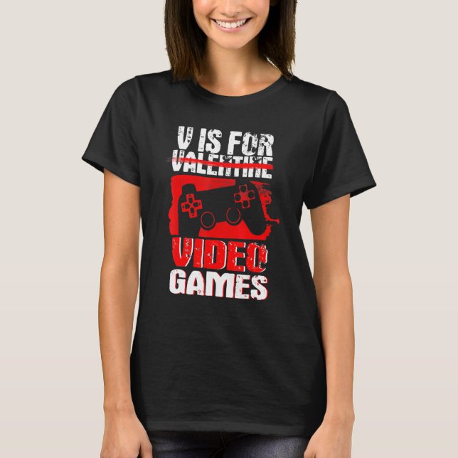 Anti Valentines Day Video Games Gamer Boys  Men T-Shirt (Front)