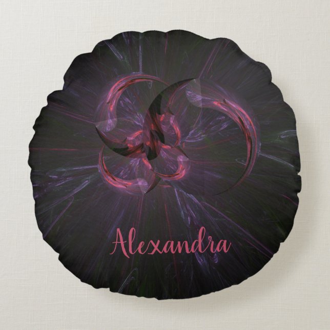 Anti Valentine's Gothic Fractal Art Round Cushion (Front)