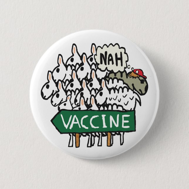 Anti Vax Sheep Vaccination 6 Cm Round Badge (Front)