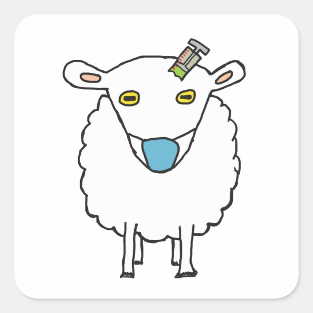 Anti Vax Sheep Vaccination Square Sticker (Front)