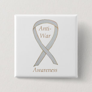 Anti-War Awareness Custom White Ribbon Pin