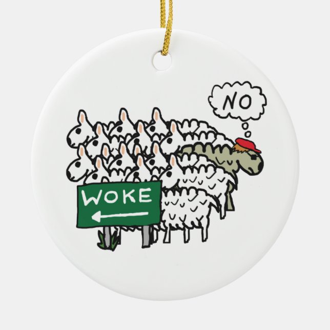 Anti Woke Ceramic Tree Decoration (Front)