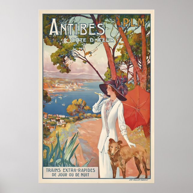 Antibes Cote d'Azur France Vintage Travel Poster (Front)
