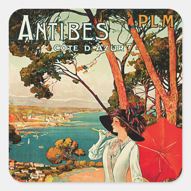 Antibes Cote D'Azur Square Sticker (Front)