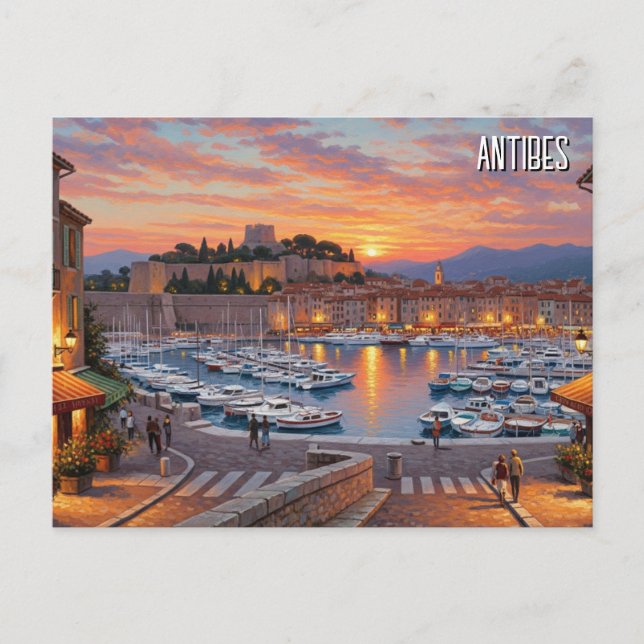 Antibes France Harbour Travel Postcard (Front)