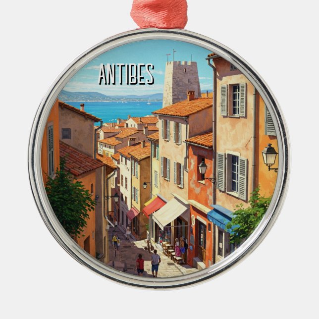 Antibes France Travel Metal Tree Decoration (Front)