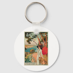 Antibes France Vintage Travel Advertisement Key Ring