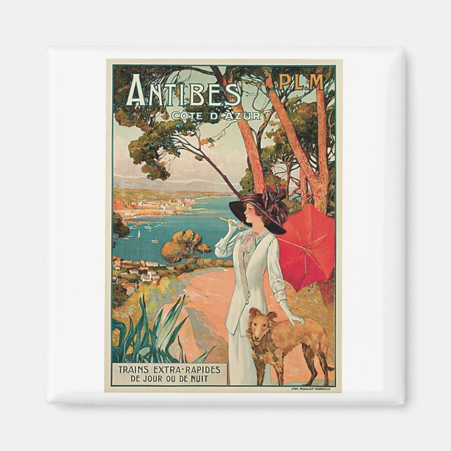 Antibes France Vintage Travel Advertisement Magnet (Front)