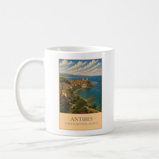 Antibes, France – Vintage Travel Mug (Left)