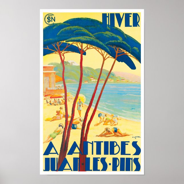 Antibes France vintage travel Poster (Front)