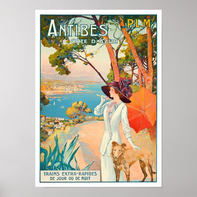 Antibes France vintage travel Poster (Front)